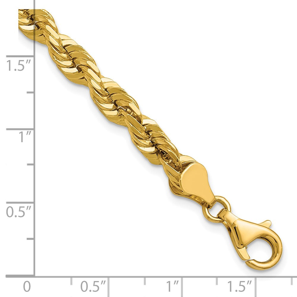 14K Gelbgold 5.5mm Diamantiert Kordel mit Karabinerverschluss Gliederarmband