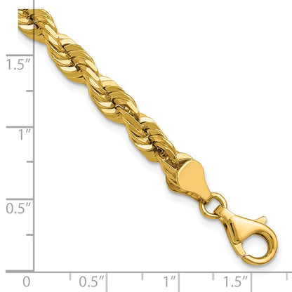 14K Gelbgold 5.5mm Diamantiert Kordel mit Karabinerverschluss Gliederarmband