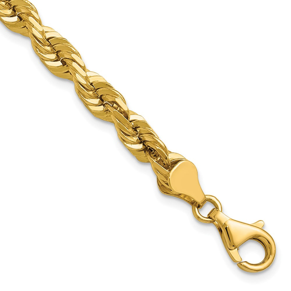 14K Gelbgold 5.5mm Diamantiert Kordel mit Karabinerverschluss Gliederarmband