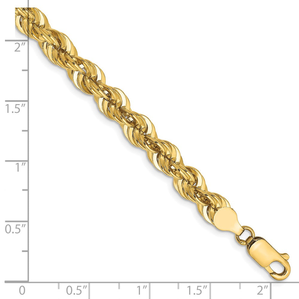 14K Gelbgold 6mm Normal Kordel mit Karabinerverschluss Gliederarmband