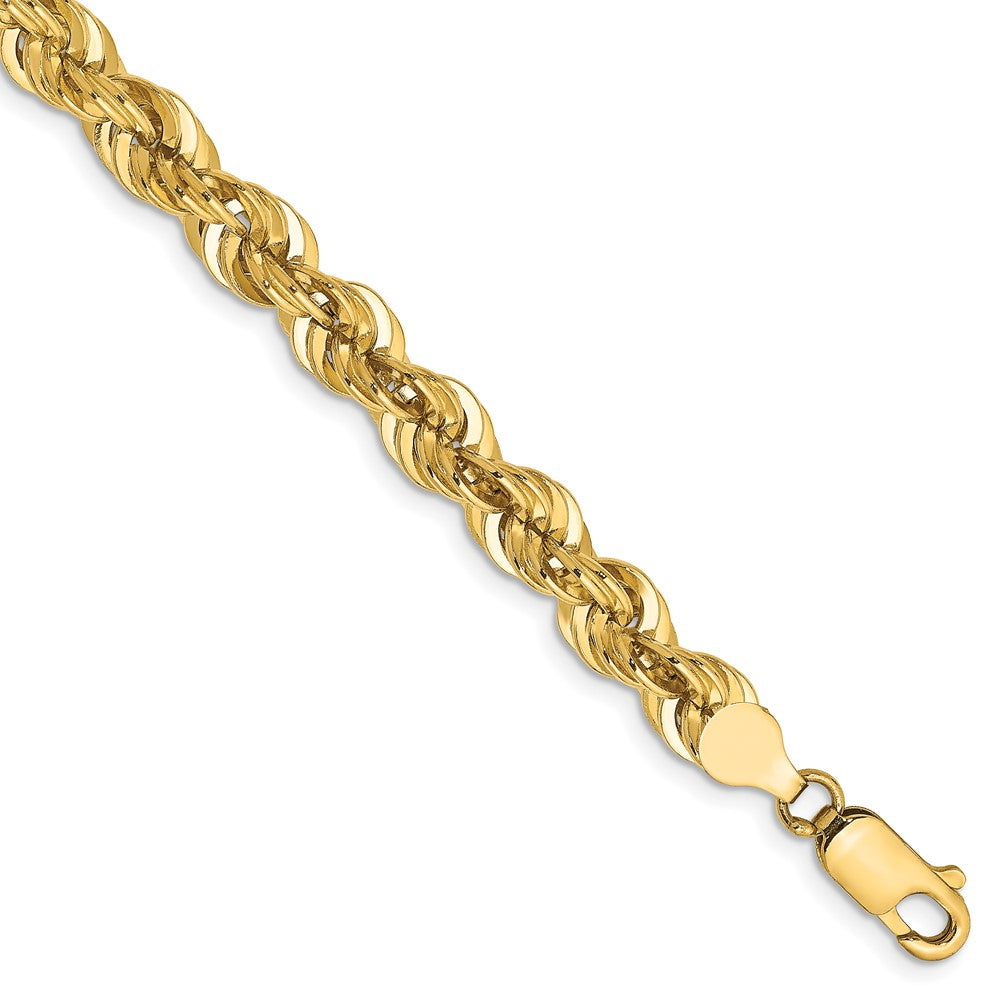 14K Gelbgold 6mm Normal Kordel mit Karabinerverschluss Gliederarmband