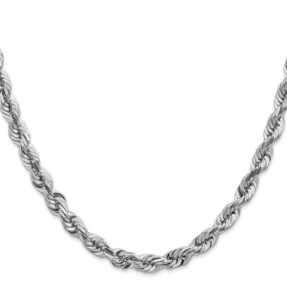 14K Weißgold 5.5mm Diamantiert Kordel Halskette