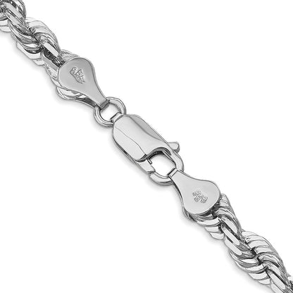 14K Weißgold 5.5mm Diamantiert Kordel Halskette