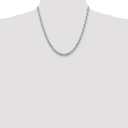 14K Weißgold 5.5mm Diamantiert Kordel Halskette