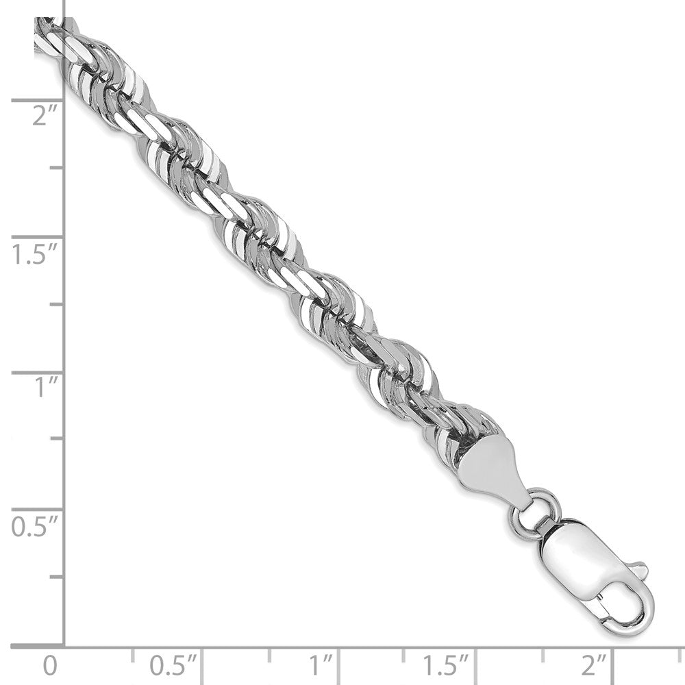 14K Weißgold 5.5mm Diamantiert Kordel mit Karabinerverschluss Gliederarmband