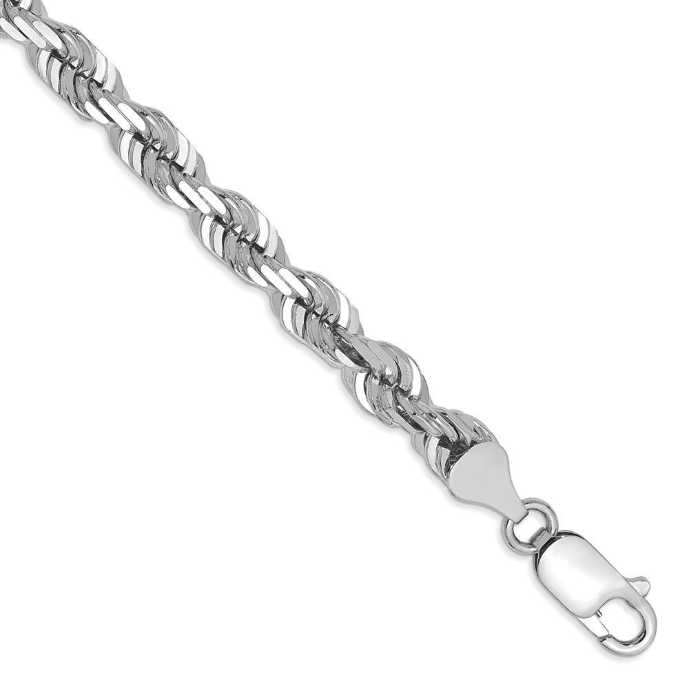14K Weißgold 5.5mm Diamantiert Kordel mit Karabinerverschluss Gliederarmband