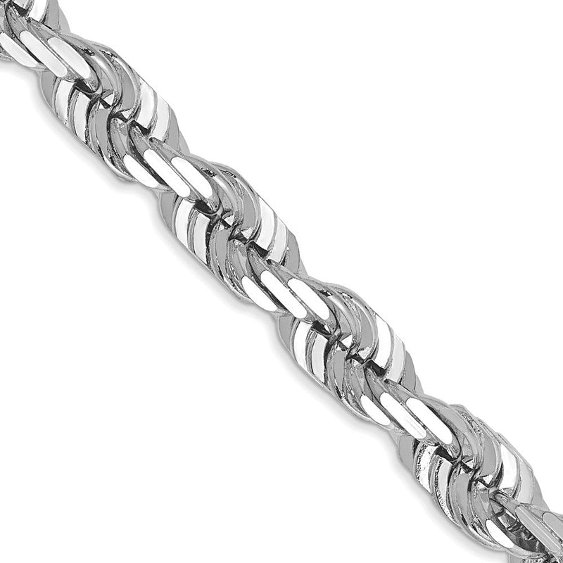 14K Weißgold 5.5mm Diamantiert Kordel Halskette