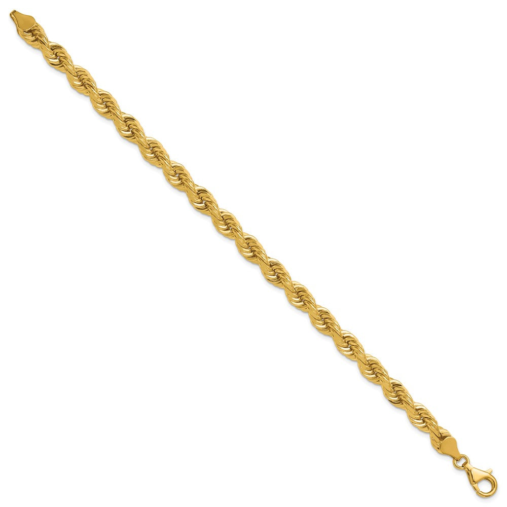 14K Gelbgold 6.5mm Diamantiert Kordel mit Fantasie Karabinerverschluss Gliederarmband