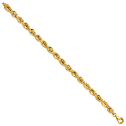 14K Gelbgold 6.5mm Diamantiert Kordel mit Fantasie Karabinerverschluss Gliederarmband