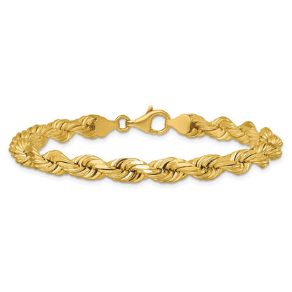 14K Gelbgold 6.5mm Diamantiert Kordel mit Fantasie Karabinerverschluss Gliederarmband