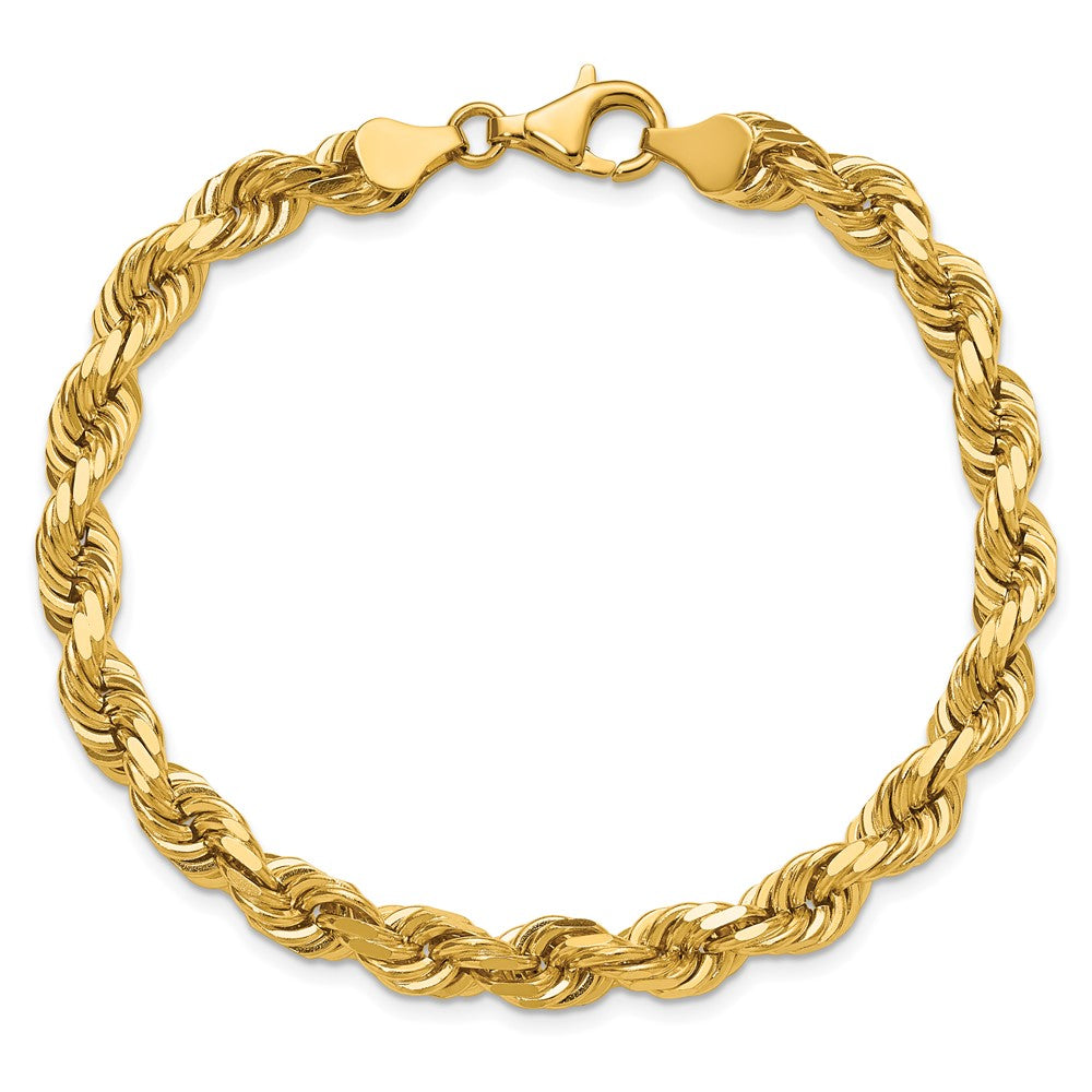 14K Gelbgold 6.5mm Diamantiert Kordel mit Fantasie Karabinerverschluss Gliederarmband