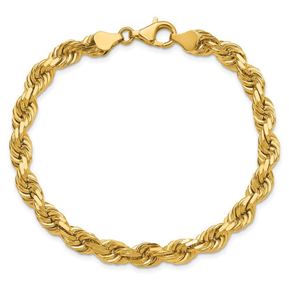 14K Gelbgold 6.5mm Diamantiert Kordel mit Fantasie Karabinerverschluss Gliederarmband