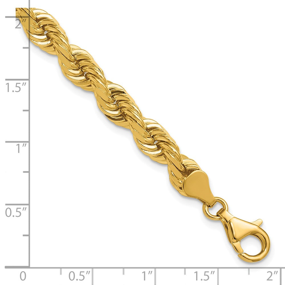 14K Gelbgold 6.5mm Diamantiert Kordel mit Fantasie Karabinerverschluss Gliederarmband