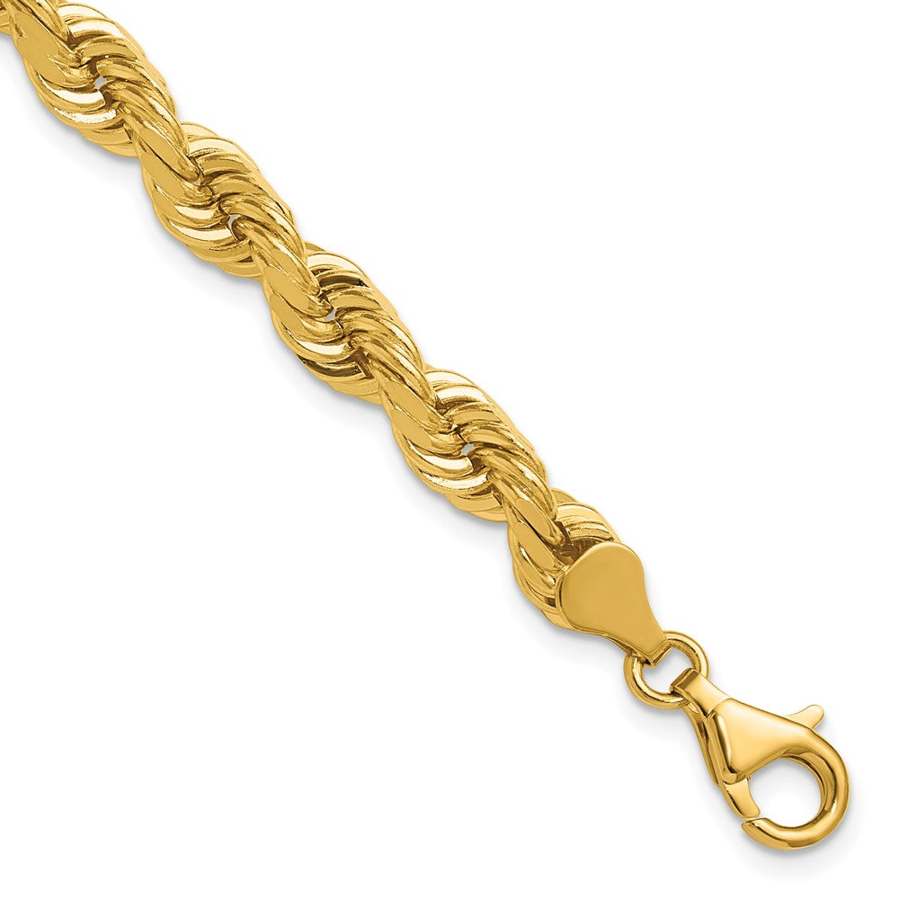 14K Gelbgold 6.5mm Diamantiert Kordel mit Fantasie Karabinerverschluss Gliederarmband