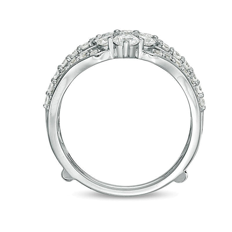 1,5 ct. Gesamtgewicht Diamant-Ring mehrreihig im Tiara-Stil Solitär-Enhancer in 14K Weißgold
