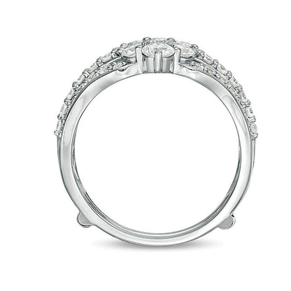 1,5 ct. Gesamtgewicht Diamant-Ring mehrreihig im Tiara-Stil Solitär-Enhancer in 14K Weißgold