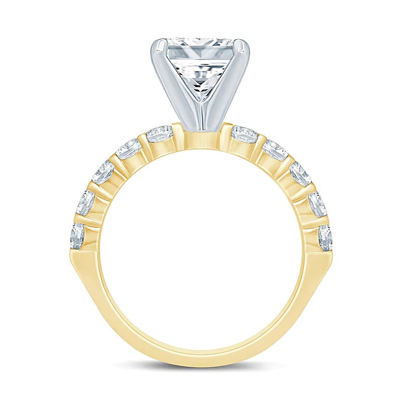 2.5 CT. TW Diamant-Verlobungsring im Princess- und Rundschliff in 14K Gelbgold (I/I2)
