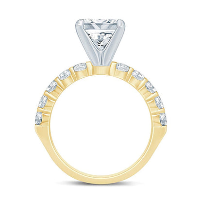 2.5 CT. TW Diamant-Verlobungsring im Princess- und Rundschliff in 14K Gelbgold (I/I2)