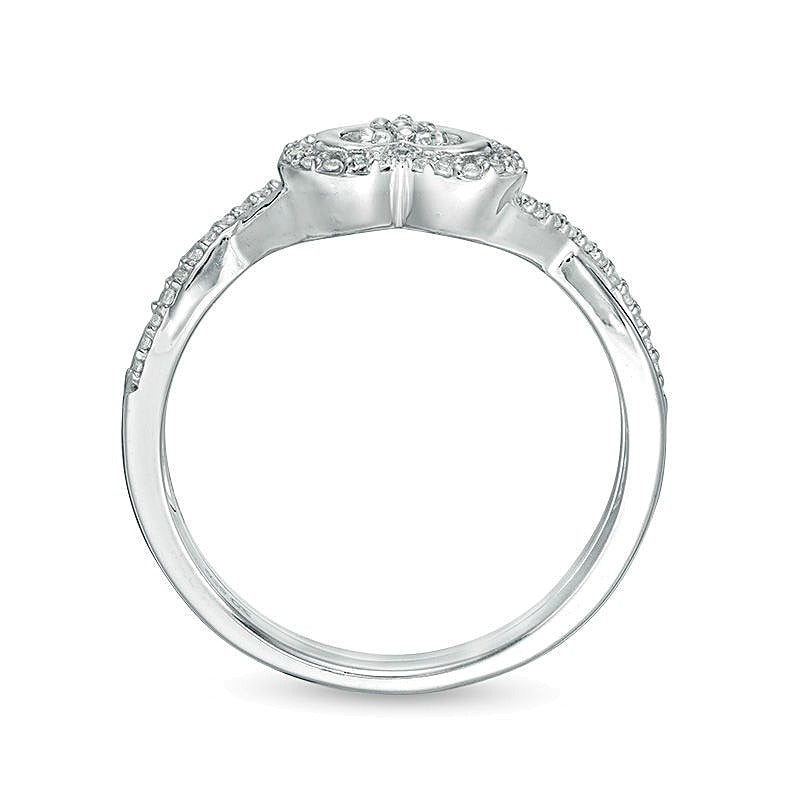 0.2 ct. Gesamtgewicht Diamant Brautset mit Herz-Rahmen und Twist-Design in 10K Weißgold