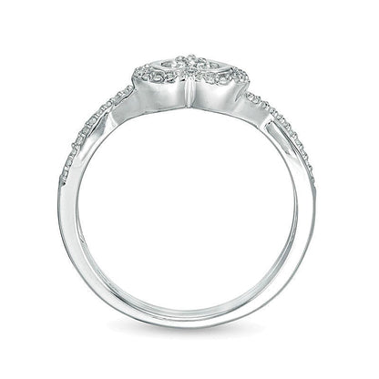0.2 ct. Gesamtgewicht Diamant Brautset mit Herz-Rahmen und Twist-Design in 10K Weißgold