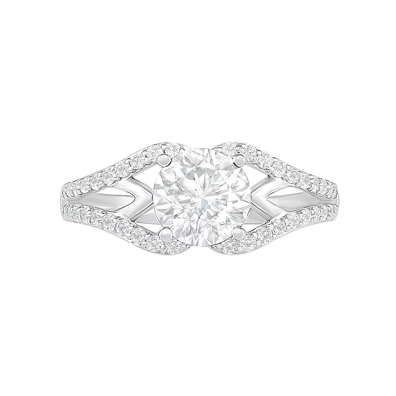 7,0mm Braut-Set mit weißem Labor-Saphir in rundem Schliff, Krappenfassung, rhodiniertes Sterlingsilber 925
