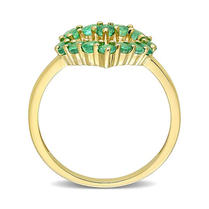 Herz-Ring mit Smaragden in 10K Gelbgold