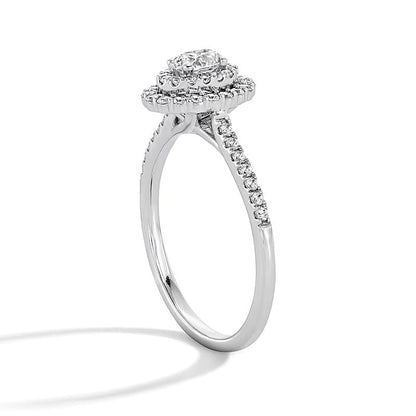 0.5 CT. Gesamtgewicht Freundschaftsring mit ovalem Labordiamant und doppeltem Halo in 10K Weißgold (F/SI2)
