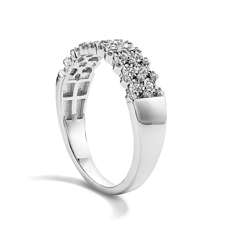 0.25 ct. Gesamtgewicht Diamant-Memoire-Ring mehrreihig in 10K Weißgold
