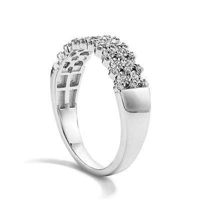 0.25 ct. Gesamtgewicht Diamant-Memoire-Ring mehrreihig in 10K Weißgold
