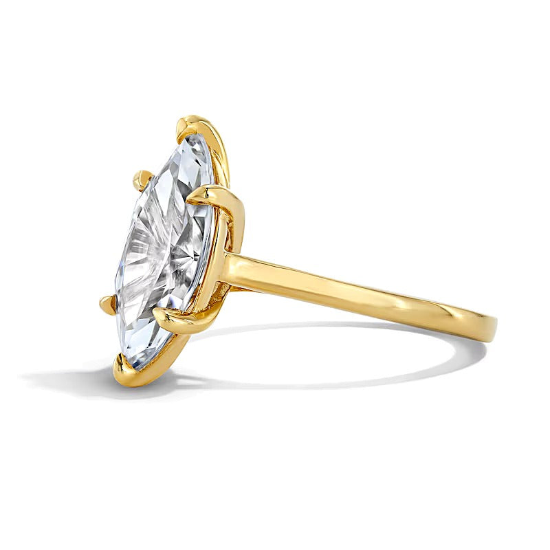 4.0 ct. Gesamtgewicht Labordiamant Solitär-Verlobungsring im Marquise-Schliff in 14K Gelbgold (F/VS2)