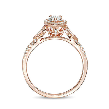 0.5 CT. Gesamtgewicht Verlobungsring mit tropfenförmigem Diamant im Vintage-Stil in 14K Roségold