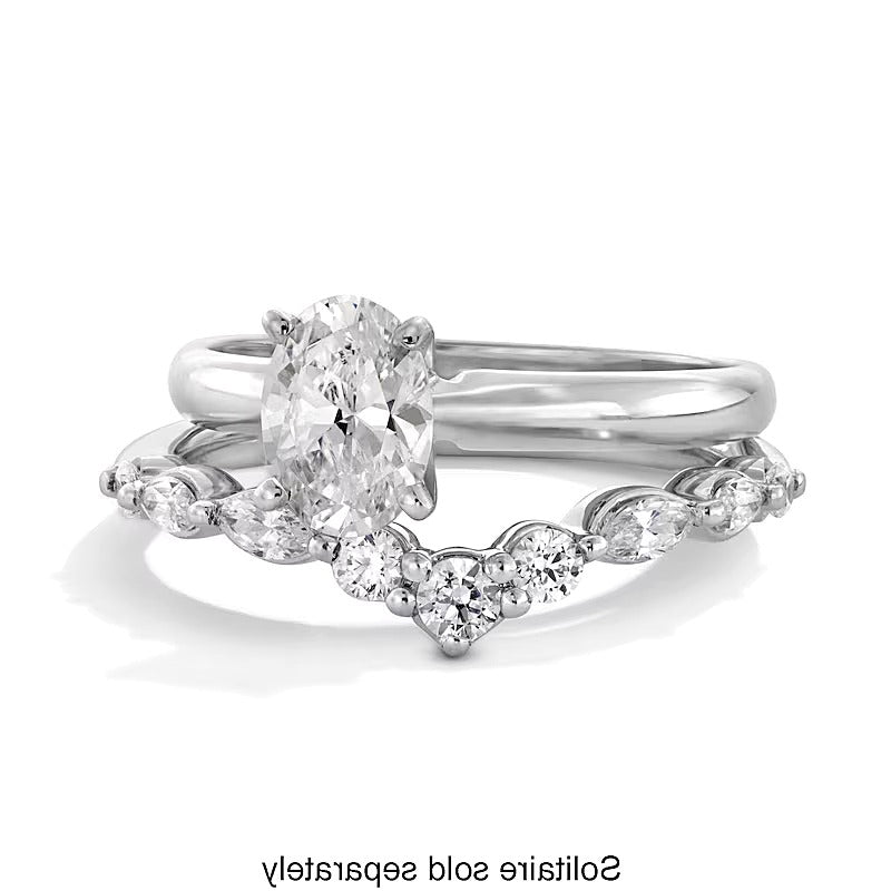 0.38 ct. Gesamtgewicht Marquise- und Rundschliff Labordiamant Konturring in 14K Weißgold (F/VS2)