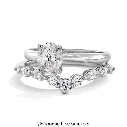 0.38 ct. Gesamtgewicht Marquise- und Rundschliff Labordiamant Konturring in 14K Weißgold (F/VS2)