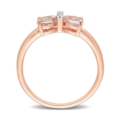 Fashion-Ring in Schleifenform mit herzförmigem Morganit 5,0mm und Diamant-Besatz in 10K Roségold