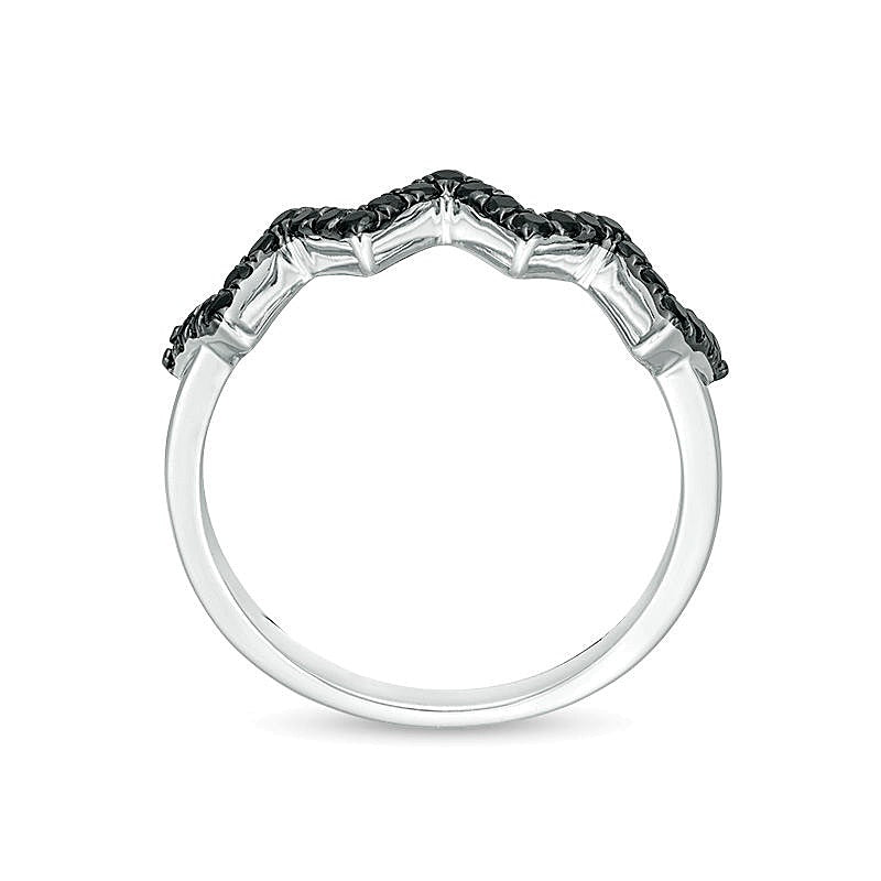 0.33 ct. Gesamtgewicht schwarzer Diamant Zickzack-Ehering in 10K Weißgold