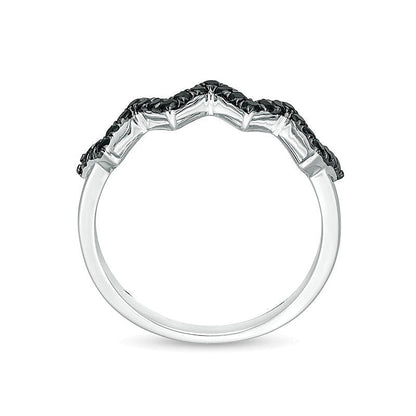 0.33 ct. Gesamtgewicht schwarzer Diamant Zickzack-Ehering in 10K Weißgold