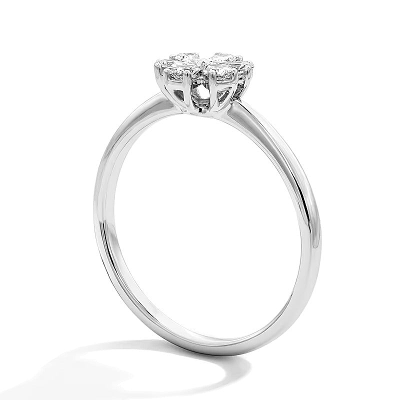 0.33 ct. Gesamtgewicht tropfenförmiger Labordiamant Blüten-Ring in 10K Weißgold (F/VS2)