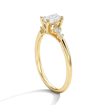 0.63 ct. Gesamtgewicht Freundschaftsring mit Labordiamanten im Smaragdschliff, fünf Steine, in 10K Gelbgold (F/SI2)