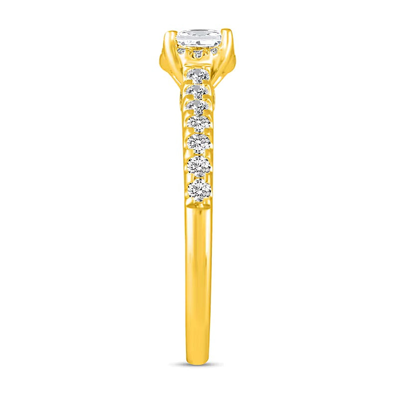 1.0 CT. TW Braut-Set mit Diamanten im Princess- und Rundschliff in 14K Gelbgold (I/I2)