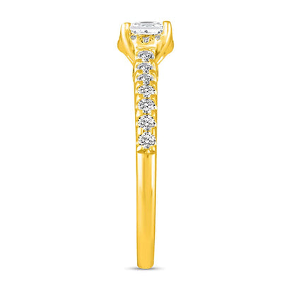 1.0 CT. TW Braut-Set mit Diamanten im Princess- und Rundschliff in 14K Gelbgold (I/I2)