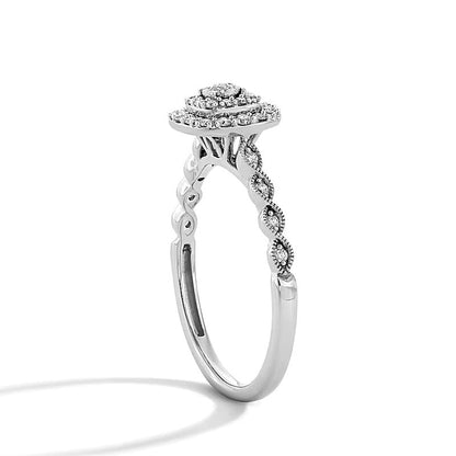 0.25 ct. Gesamtgewicht Diamant Freundschaftsring mit doppeltem Kissenschliff-Rahmen in 10K Weißgold