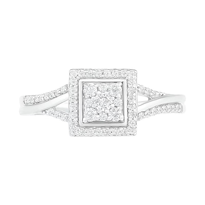 Brautset mit Diamanten im runden und Princess-Schliff 0,38 ct. Gesamtgewicht in 10K Weißgold für Damen