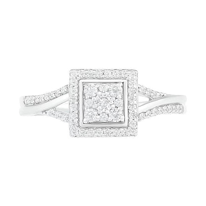 Brautset mit Diamanten im runden und Princess-Schliff 0,38 ct. Gesamtgewicht in 10K Weißgold für Damen
