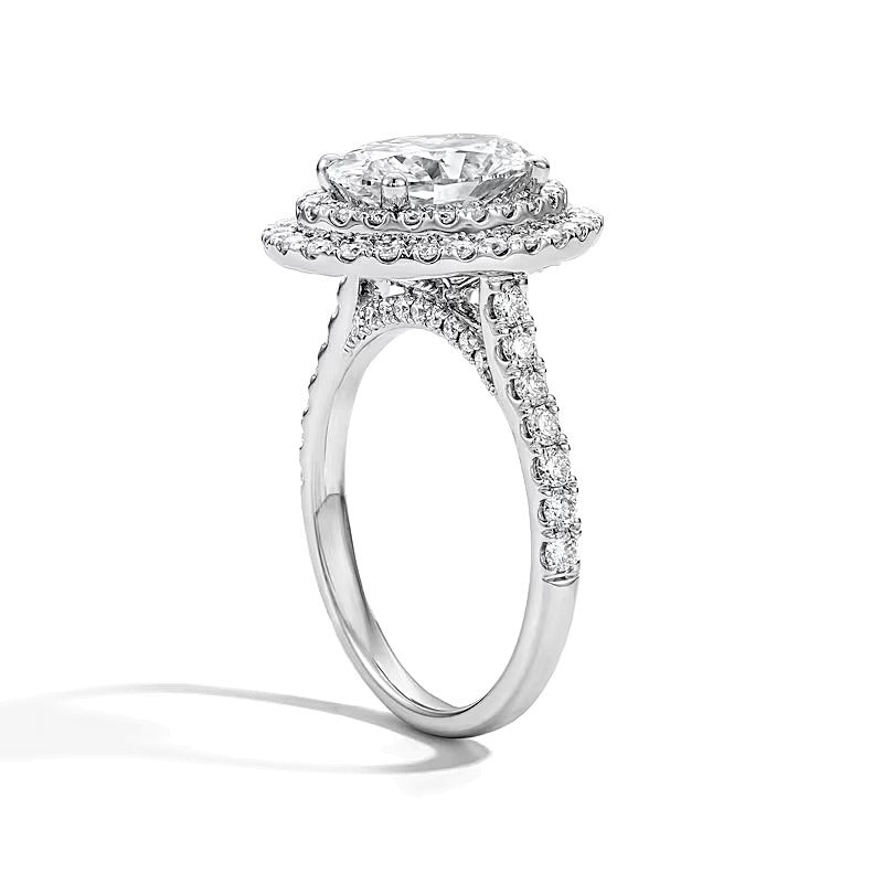 3.0 CT. TW Halo-Verlobungsring mit ovalem Labordiamant in 14K Weißgold (F/VS2)