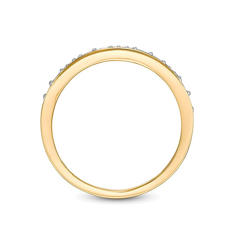 Ring mit Baguette- und rundem Diamant 0.13 ct. Gesamtgewicht in 10K Gelbgold für Damen