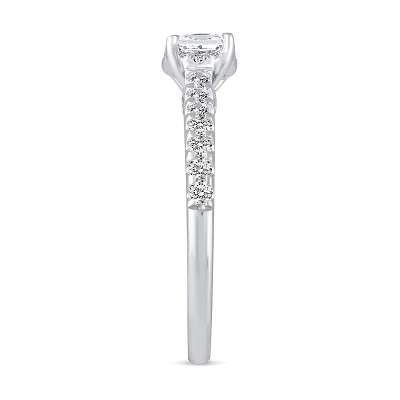 1.0 CT. Gesamtgewicht Diamant-Brautset im Princess-Schliff mit verstecktem Rahmen in 14K Weißgold (I/I2)