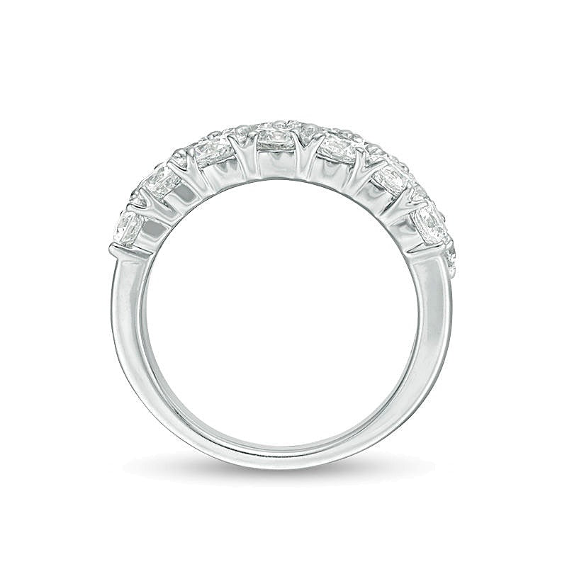Memoire-Ring mit Diamanten, zweireihig, 4.0 ct. Gesamtgewicht, in 10K Weißgold