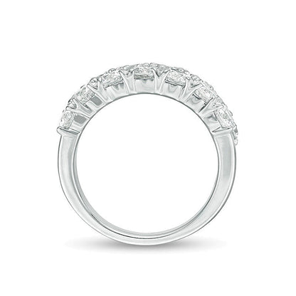 Memoire-Ring mit Diamanten, zweireihig, 4.0 ct. Gesamtgewicht, in 10K Weißgold