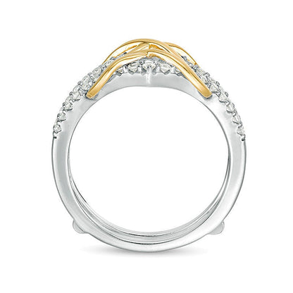 0.38 ct. Gesamtgewicht Diamant Infinity Chevron Solitär-Enhancer Ring in 10K Two-Tone Gold