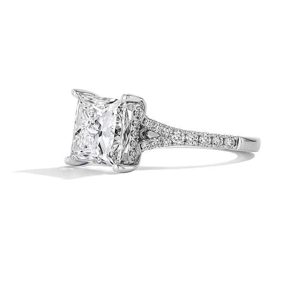 4.5 CT. Gesamtgewicht Verlobungsring im Princess-Schliff mit Labordiamanten, Solitär mit seitlichem Besatz, in 14K Weißgold (F/SI2)